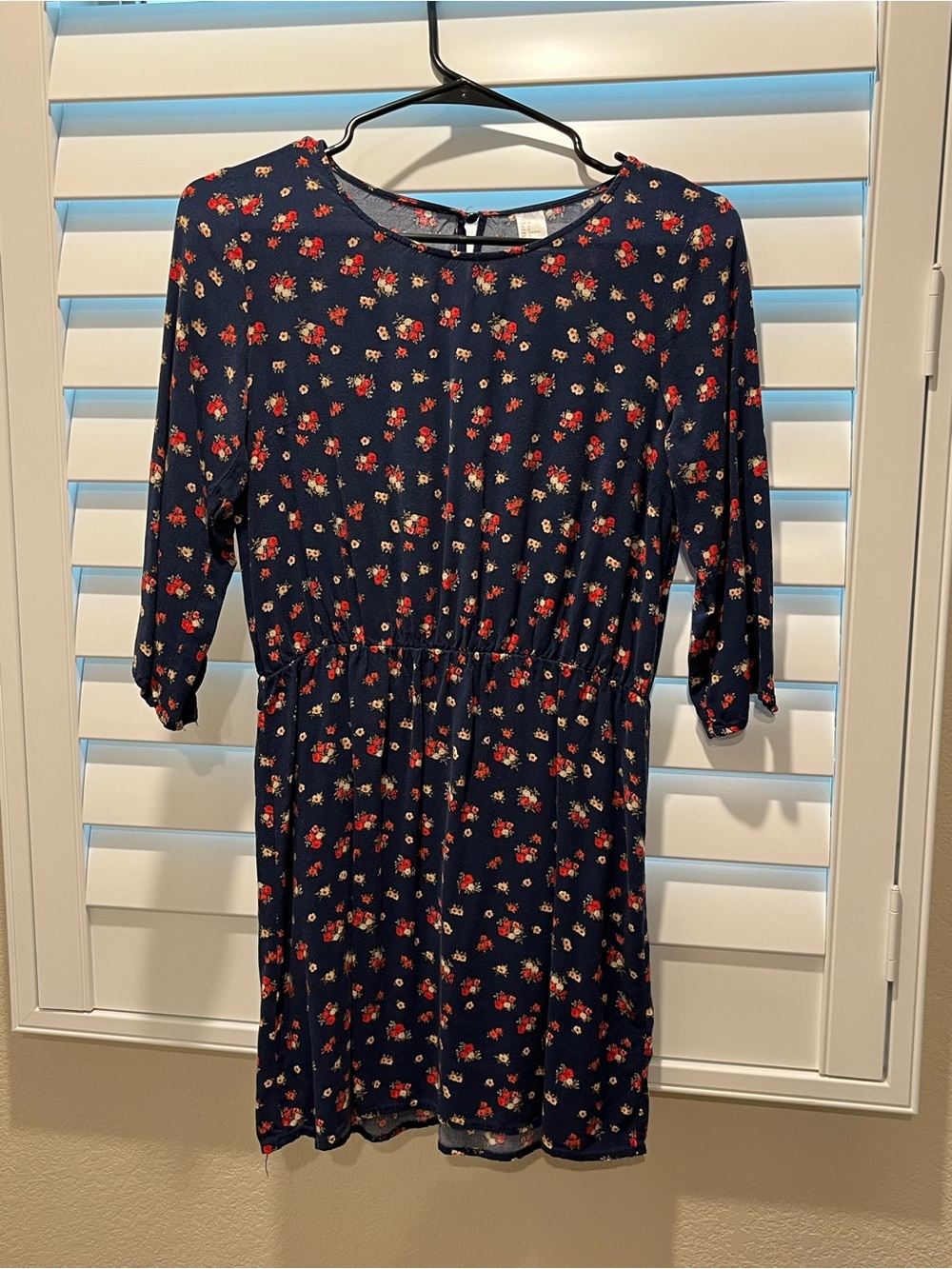 H&M Navy Floral Elastic-Waist Women’s Dress size 6